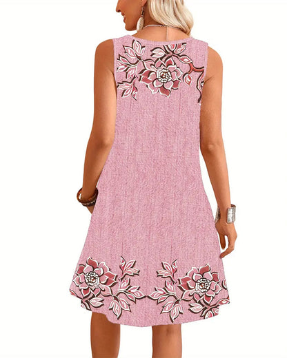 ARIEL – VESTIDO FLORAL SIN MANGAS CON BOTONES