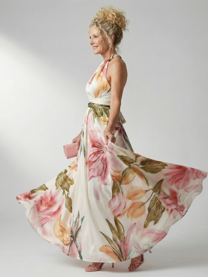 Amiel | Vestido Maxi Floral Ligero - Corte Americano Sin Mangas