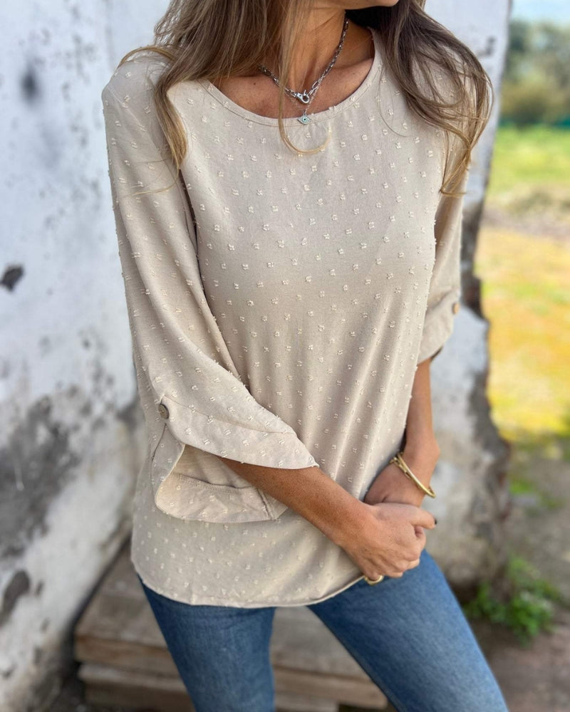 VARENA - Blusa de Jacquard de Chiffon Chic