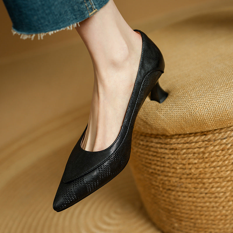 Bonnie - Elegantes Zapatos de Tacón Alto de Cuero para Mujeres
