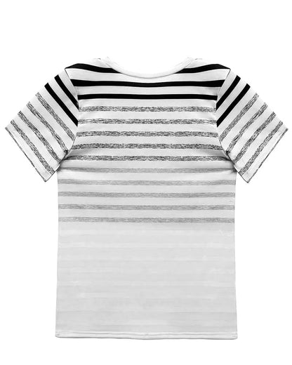 Evelyn – Camiseta de Cuello Redondo de Manga Corta a Rayas