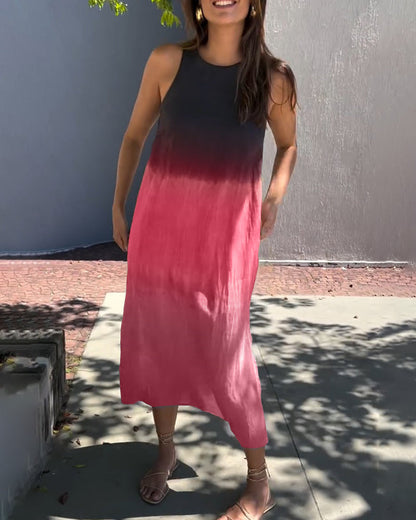 Melanie | Vestido Sin Mangas de Lino Ombre