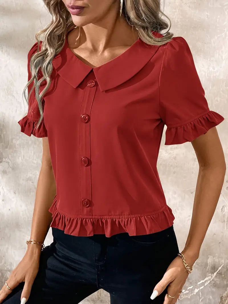 Foteini - Blusa Elegante de Manga Corta