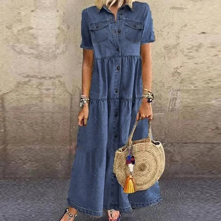JOANA – VESTIDO MIDI CON BOTONES Y CAPAS
