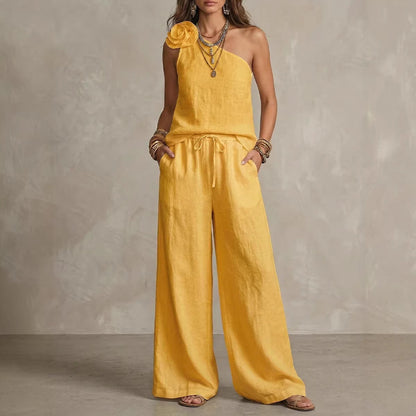 Conjunto Bicolor Elegante - Camisa Sin Mangas y Pantalones
