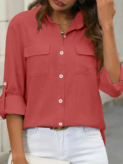 Athena - Camisa de Algodón con Bolsillos Frontales