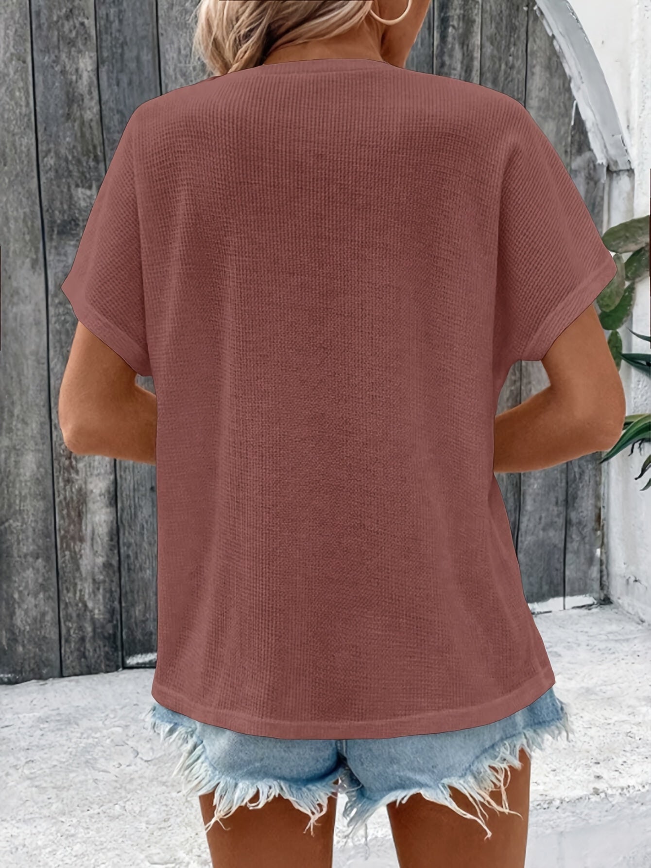 Marylou - Top Casual de Cuello Redondo y Manga Corta