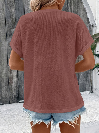 Marylou - Top Casual de Cuello Redondo y Manga Corta