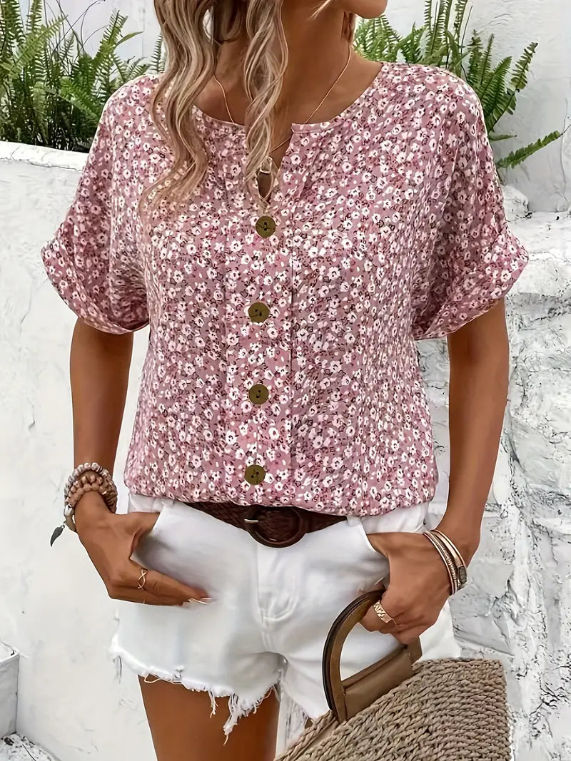 Cindy™ | Blusa de Cuello Notched con Estampado Floral