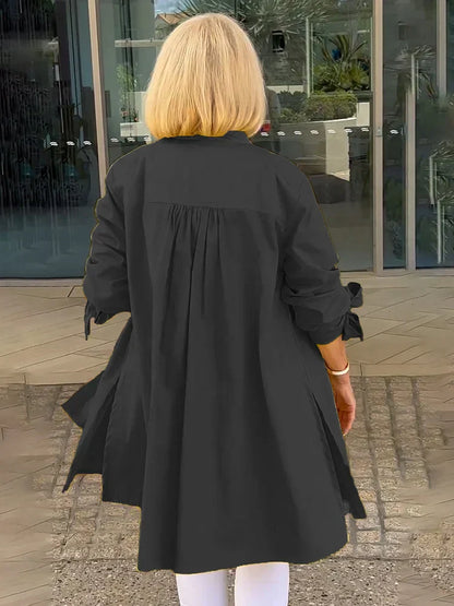 Elliora - Chaqueta de Camisa de Algodón con Espalda Fruncida