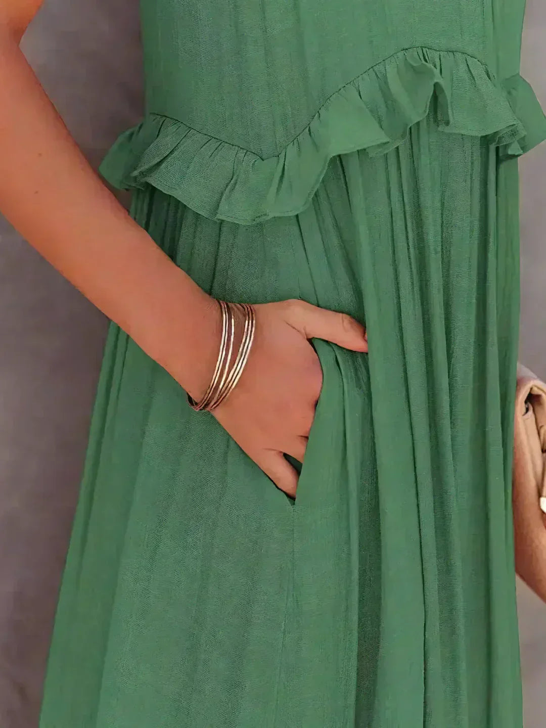 Ilona - Vestido Halter con Volantes y Bolsillos Maxi