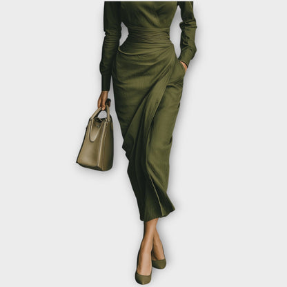 Vestido Midi Estilo Camisero Envolvente