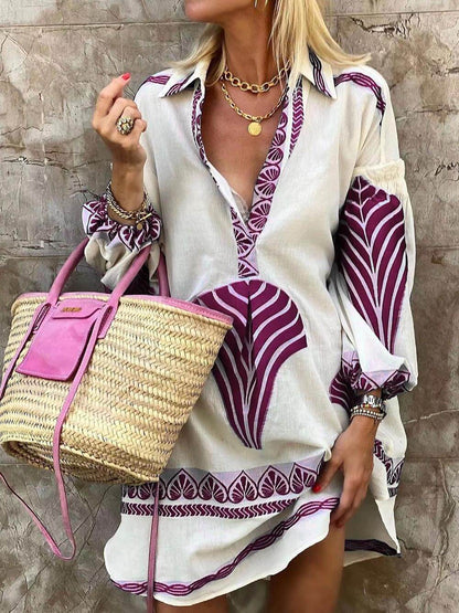 Vestido Mini de Vacaciones con Estampado Único Simple