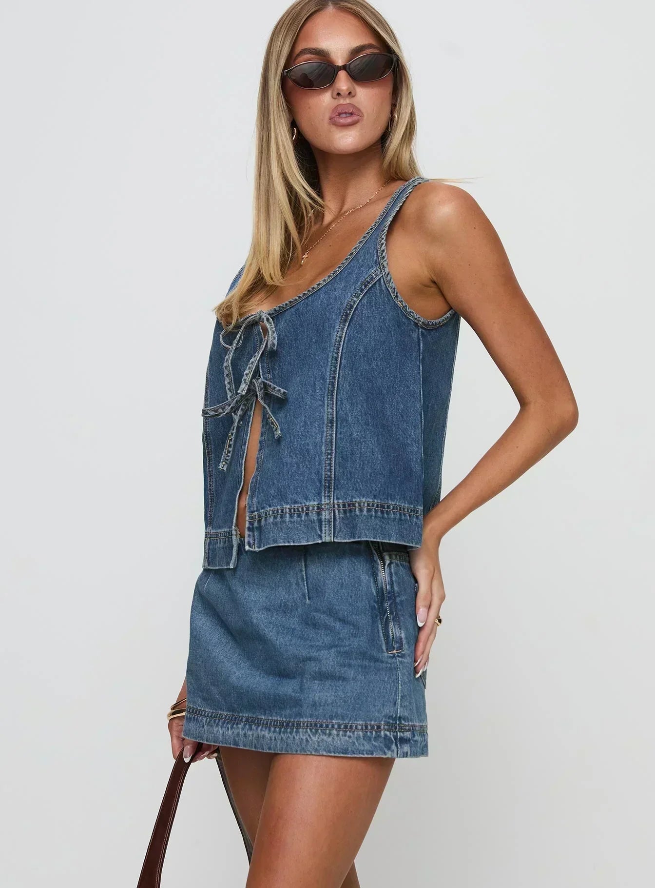 COURTNEY – CONJUNTO DE TOP Y FALDA DE DENIM RYDER