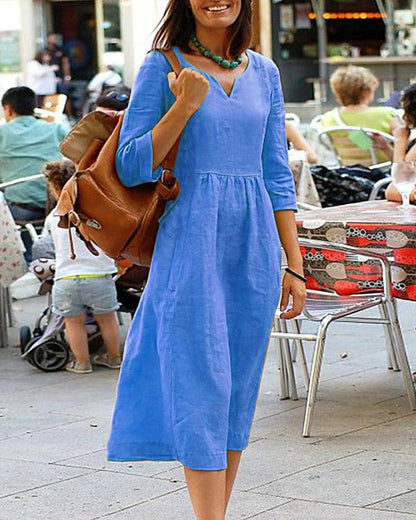 Rosalinde - Vestido elegante de cintura alta y corte fluido
