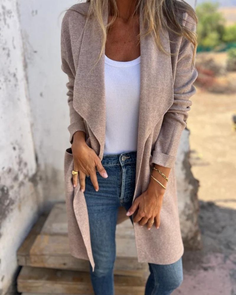 EIGONA - CHAQUETA DE PUNTO CASUAL CON SOLAPA