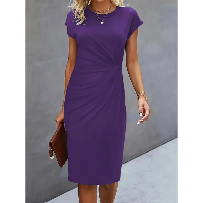 Anouk - Vestido midi formal de manga corta para mujeres