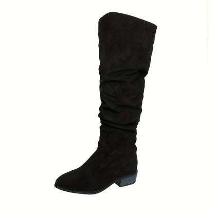 Versión alargada Botas de mujer apiladas a la moda Versátiles sobre la rodilla