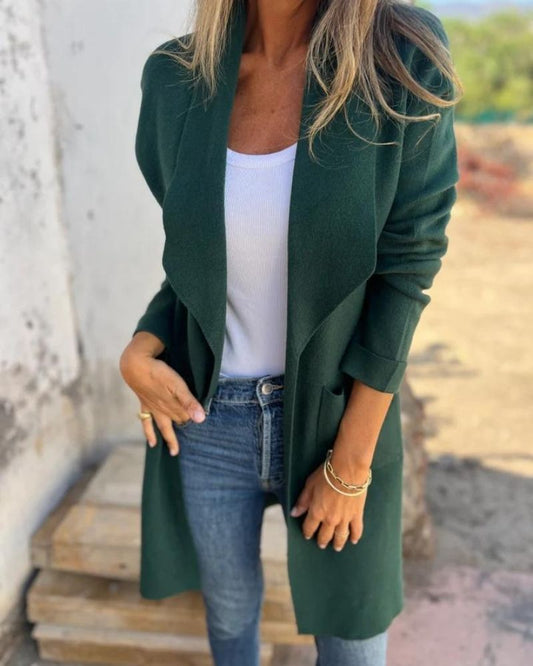 EIGONA - CHAQUETA DE CÁRDIGAN CASUAL CON SOLAPA