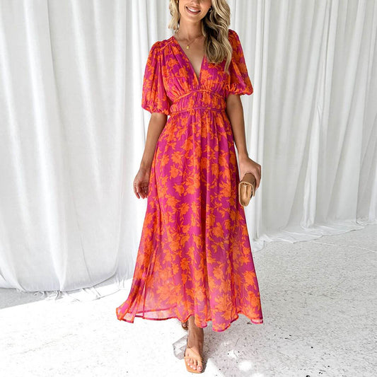 Kathy - Vestido maxi elegante con escote en V