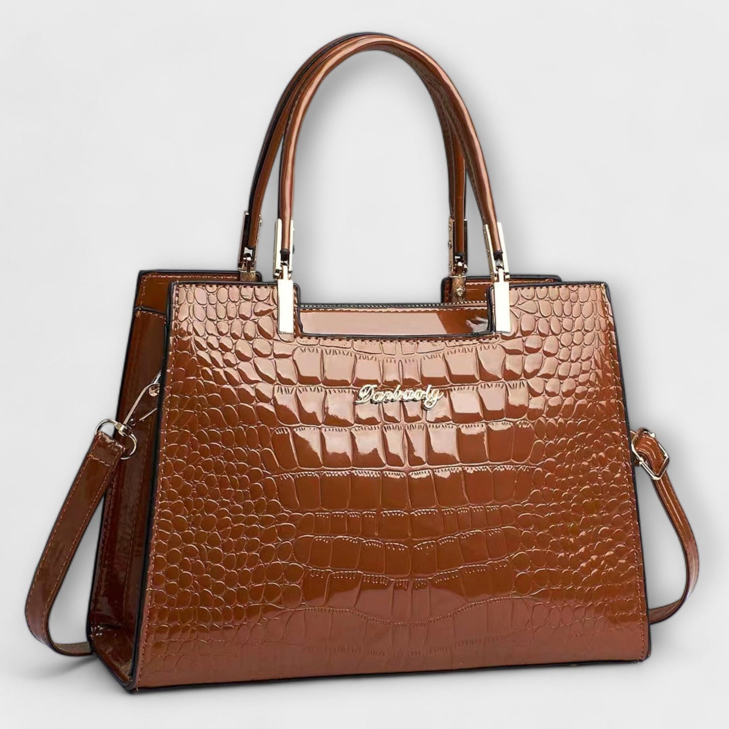 Bolso de Mano con Patrón de Cocodrilo Brillante