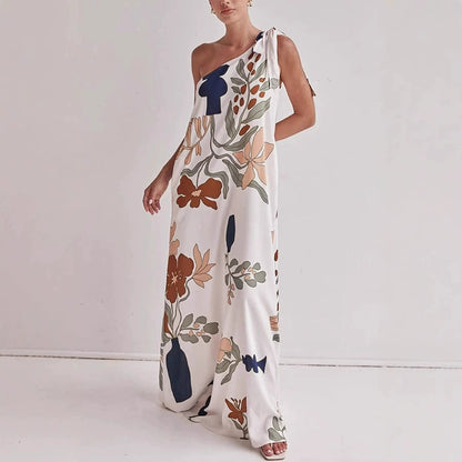 MILLIE – VESTIDO MAXI IMPRESO DE UN HOMBRO