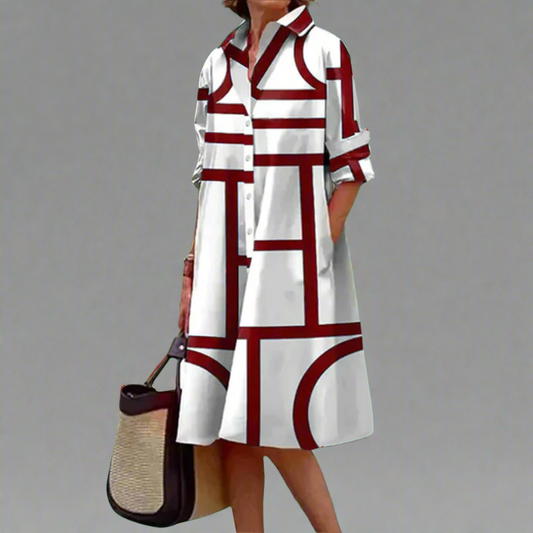 Greer - Vestido de mujer con estampado geométrico hasta la rodilla