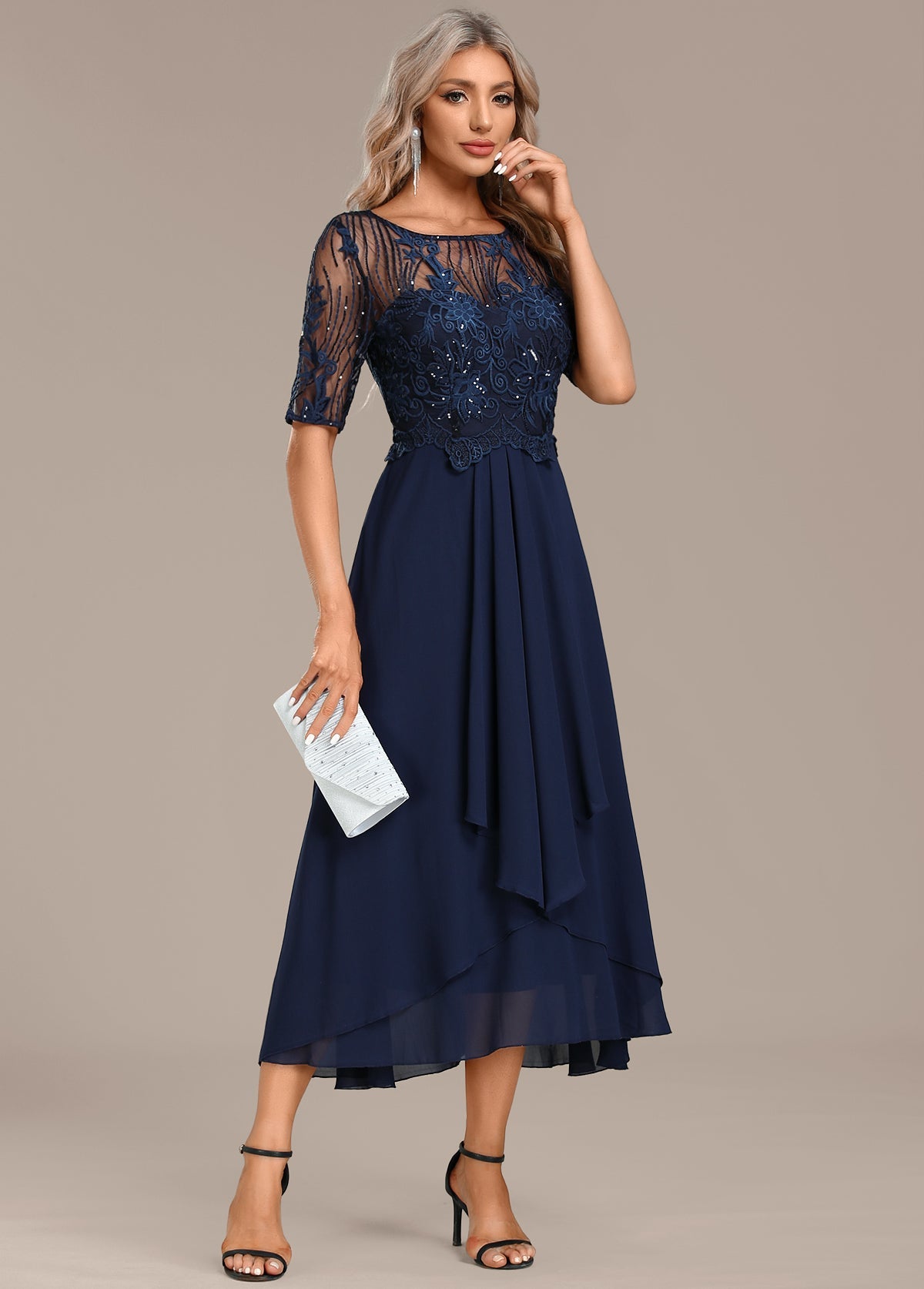 CLARISSA – VESTIDO ELEGANTE DE CHIFFON CON ENCANTO MARINO
