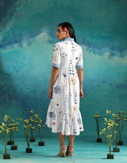 Elvienne | Vestido Maxi Fresco con Estampado y Cuello