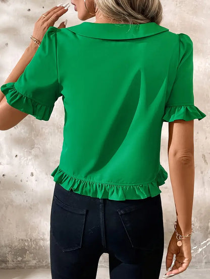 Foteini - Blusa Elegante de Manga Corta