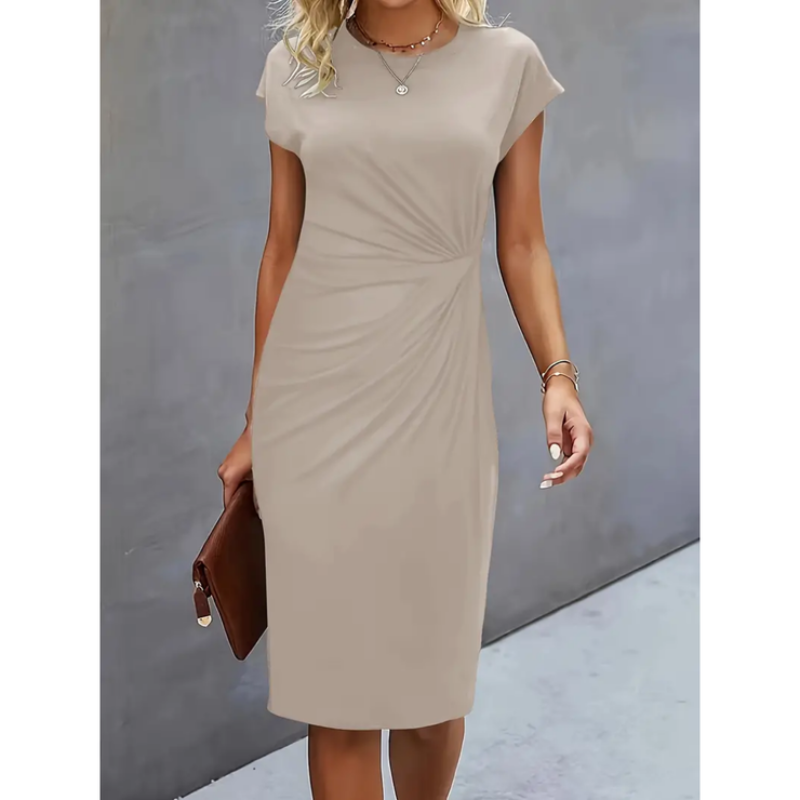 Anouk - Vestido midi formal de manga corta para mujeres