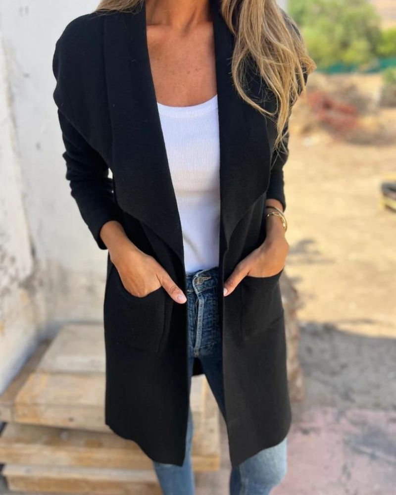 EIGONA - CHAQUETA DE CÁRDIGAN CASUAL CON SOLAPA