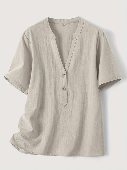 Sharron - Blusa Elegante de Cuello en V con Botones