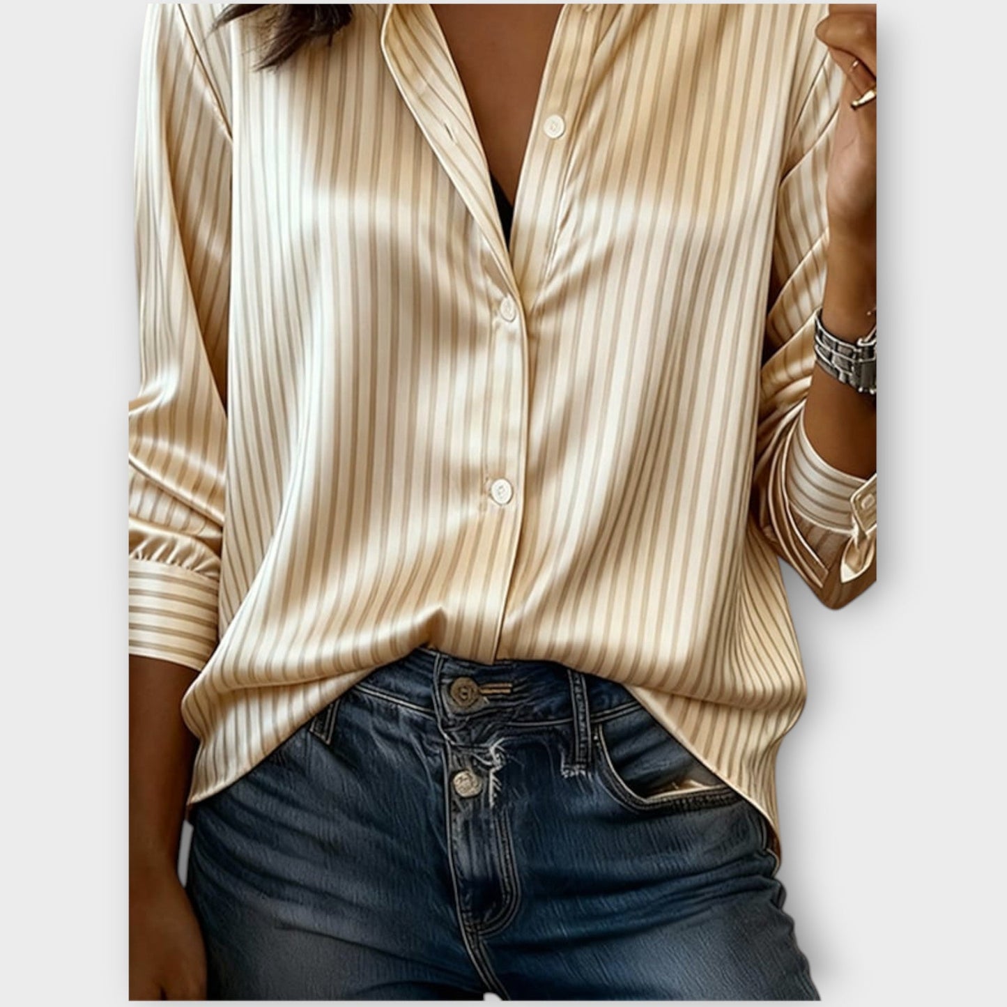 Blusa a Rayas con Botones en Estilo Sedoso