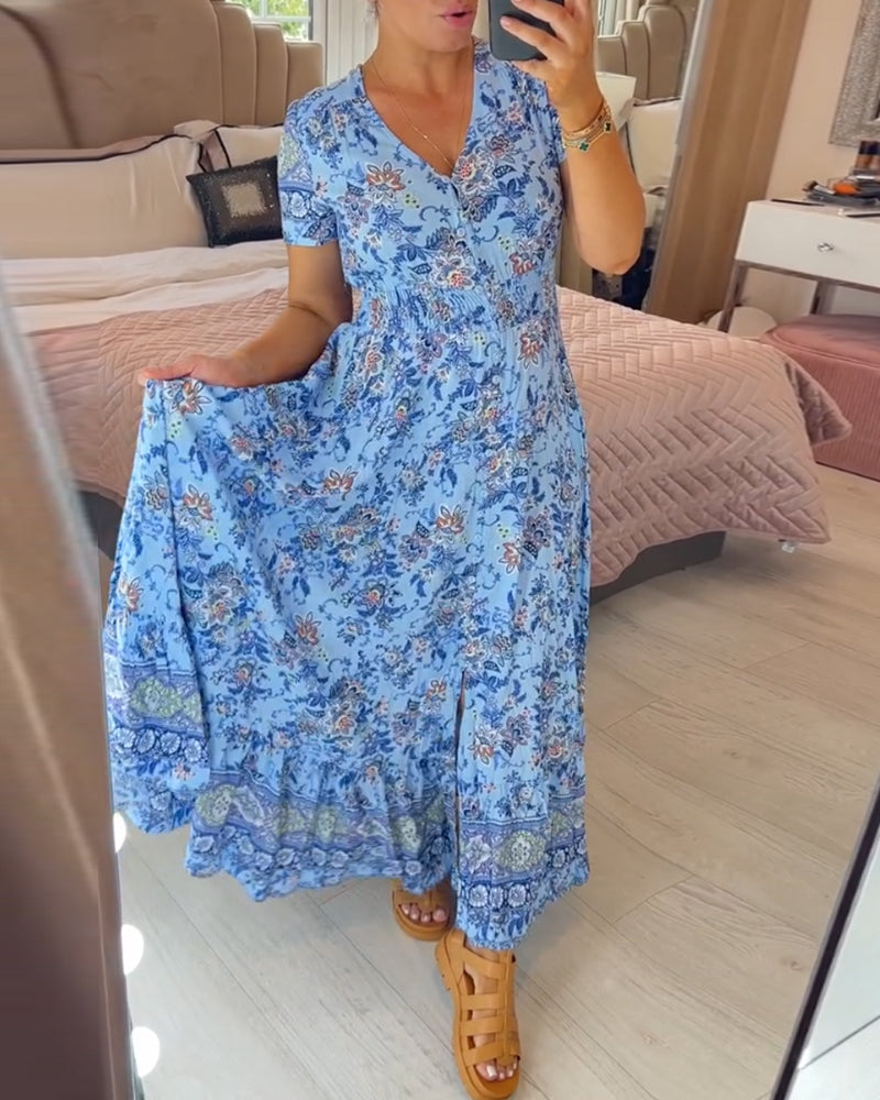 Ophelia | Vestido de Impresión Floral con Escote en V