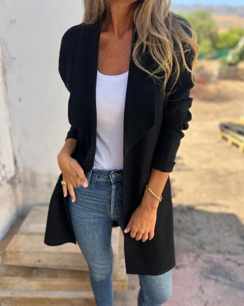 EIGONA - CHAQUETA DE CÁRDIGAN CASUAL CON SOLAPA