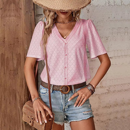BLUSA DE MANGA CORTA EN V ADELHEID I
