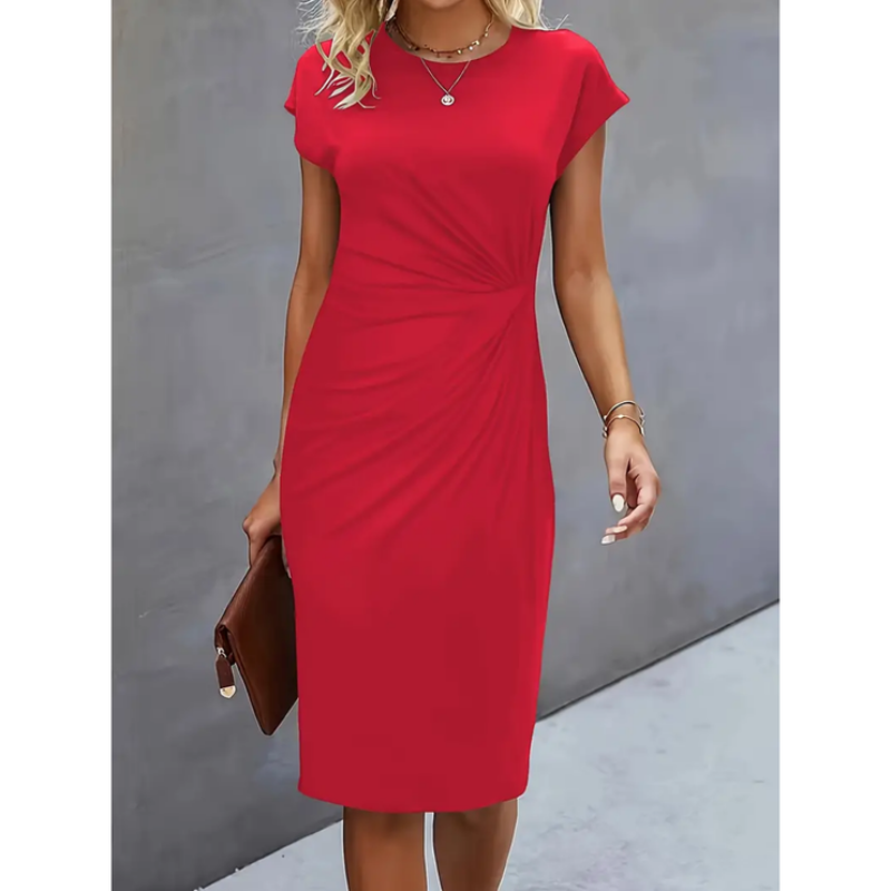 Anouk - Vestido midi formal de manga corta para mujeres