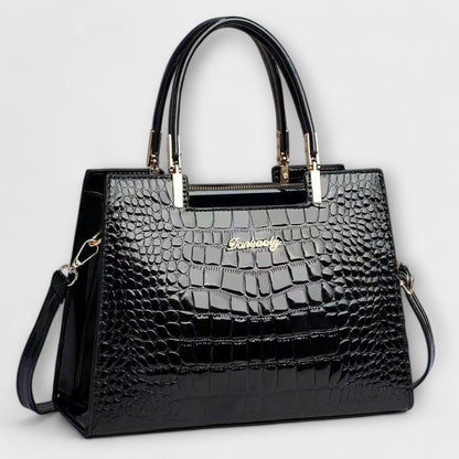 Bolso de Mano con Patrón de Cocodrilo Brillante