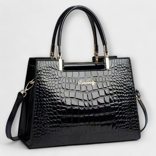 Bolso de Mano con Patrón de Cocodrilo Brillante