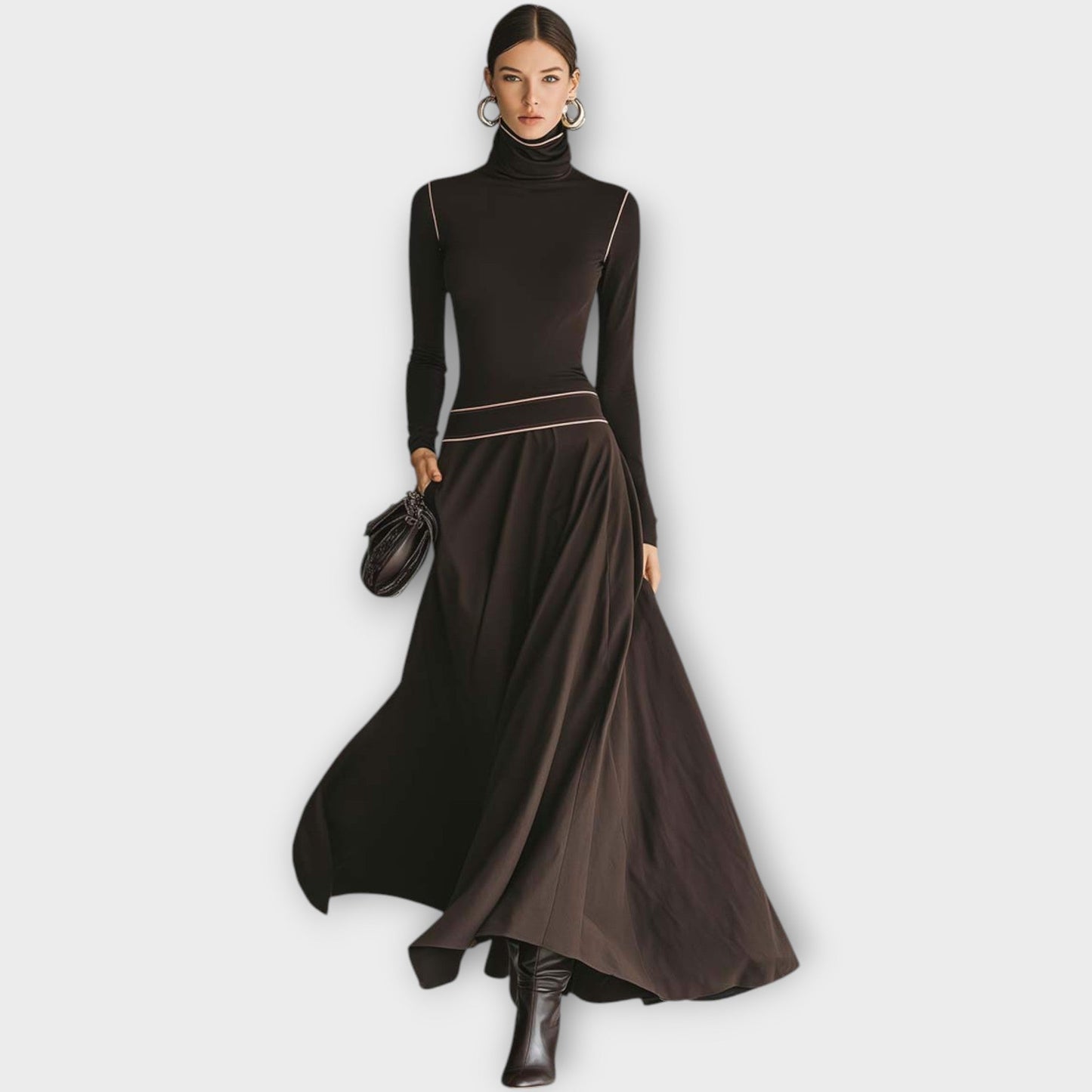 Vestido Maxi Elegante con Cuello Alto