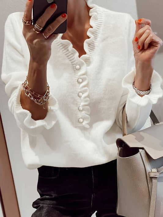 Leona – Blusa Button-Up con Volant