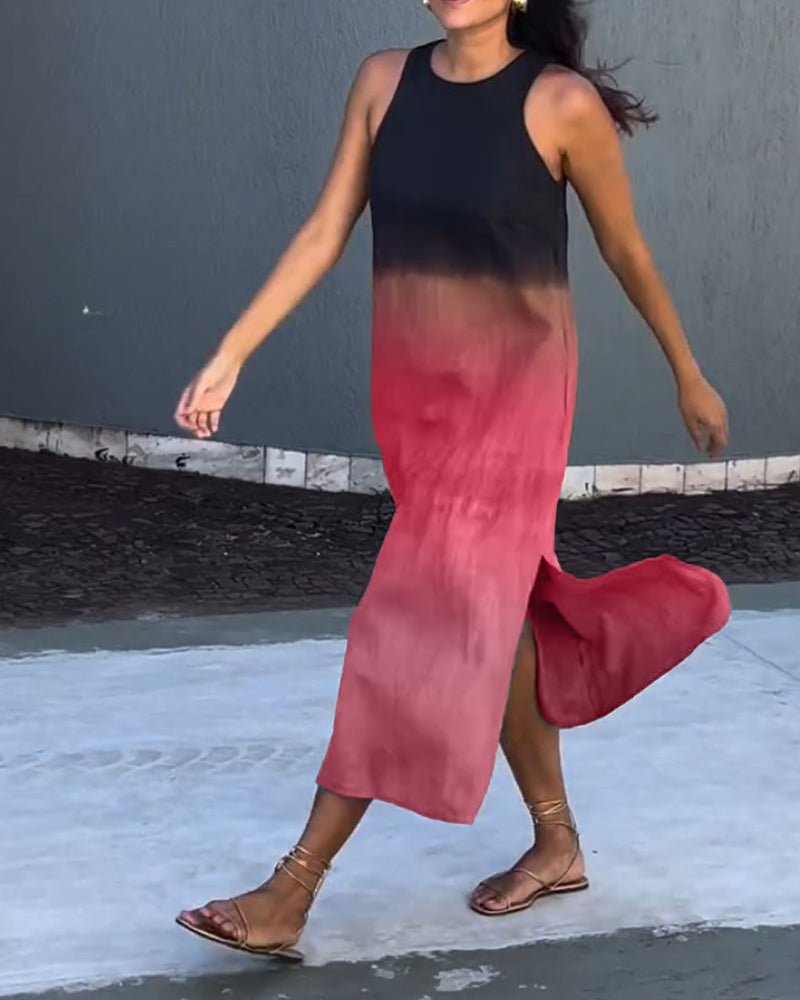 Melanie | Vestido Sin Mangas de Lino Ombre