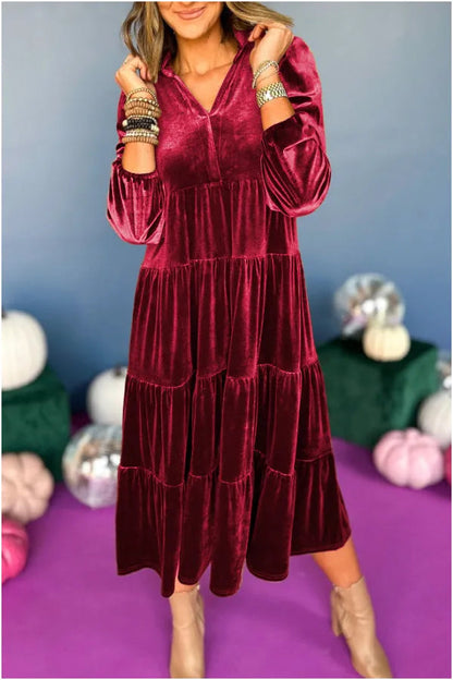Aubrey™ - Vestido de terciopelo suelto y cómodo con escote en V