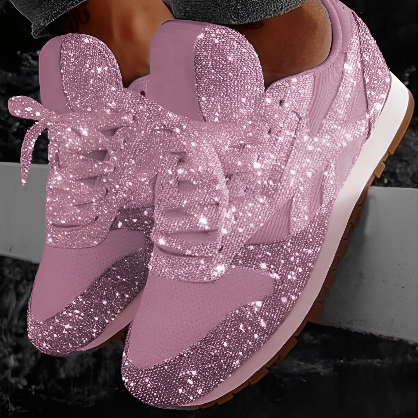 Kaycee - Zapatillas Muffin brillantes y casuales para mujer