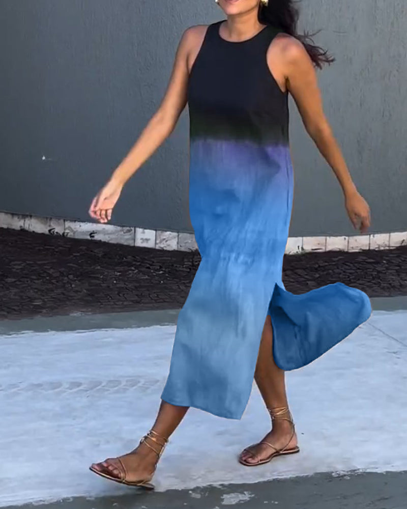 Melanie | Vestido Sin Mangas de Lino Ombre