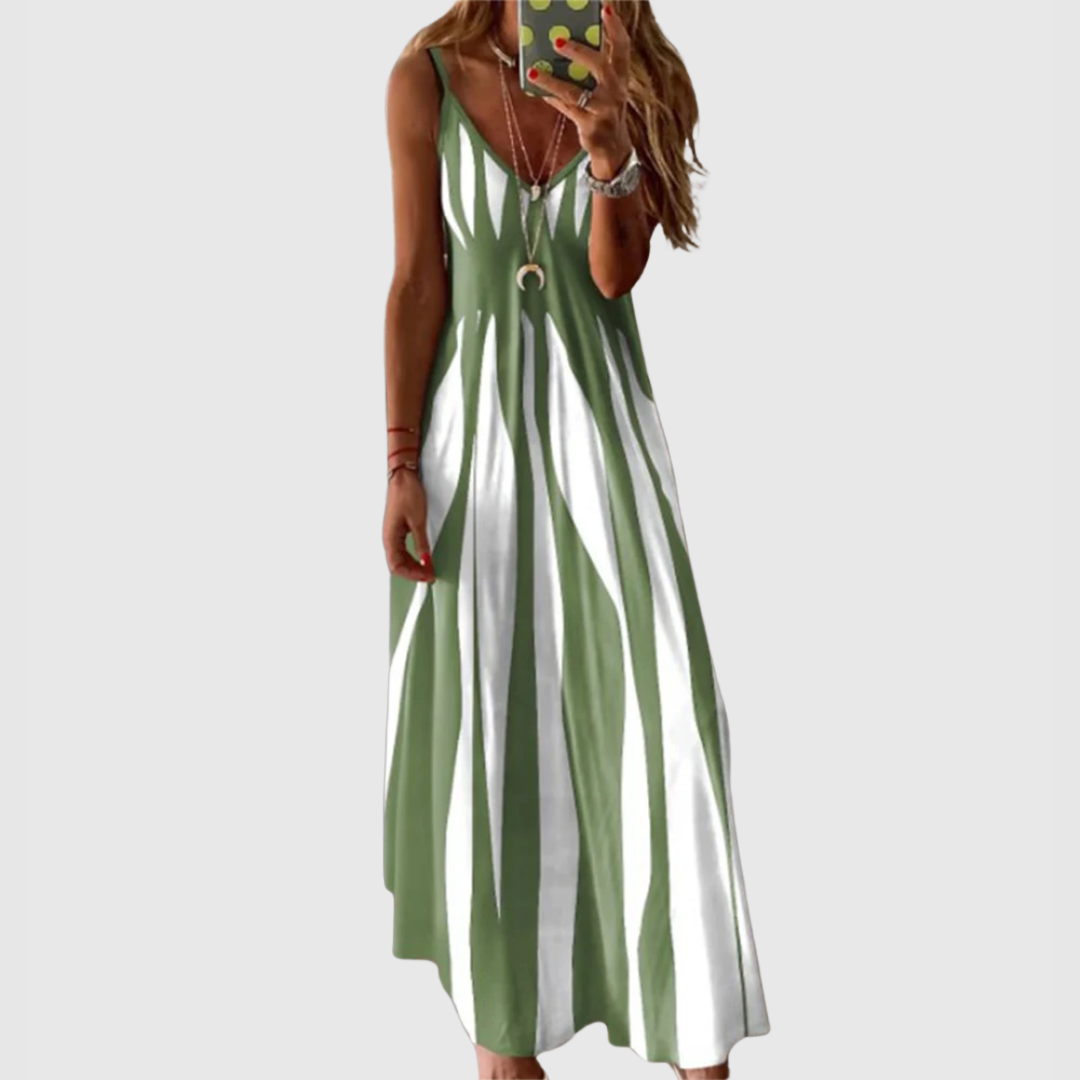 Ariella - Vestido Maxi Sin Mangas a Rayas Chic