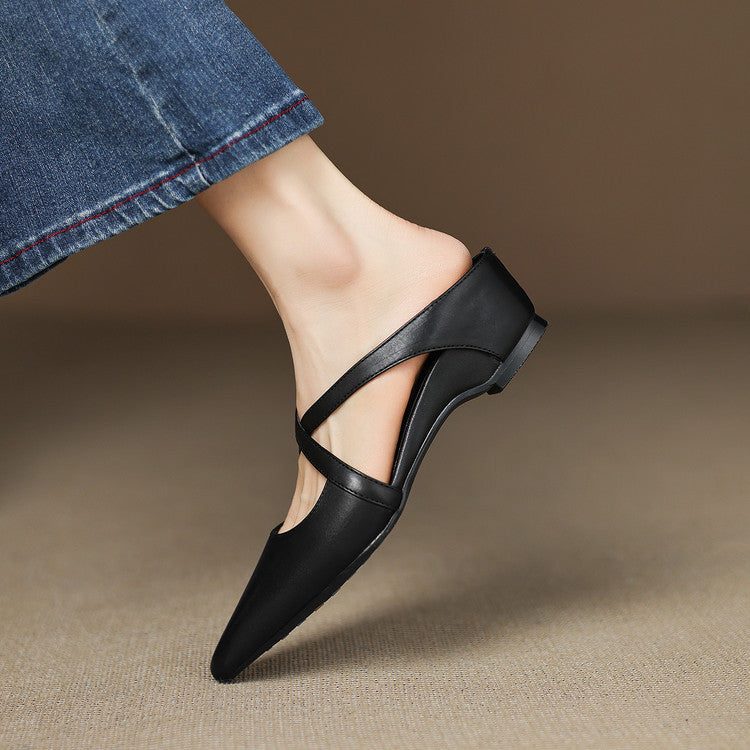 Hannah - Mule casual de piel lavada para mujer
