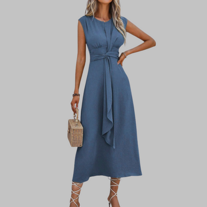 Vestido Largo Elegante Sin Mangas Cuello Redondo - Maxi Dress Chic para Mujer