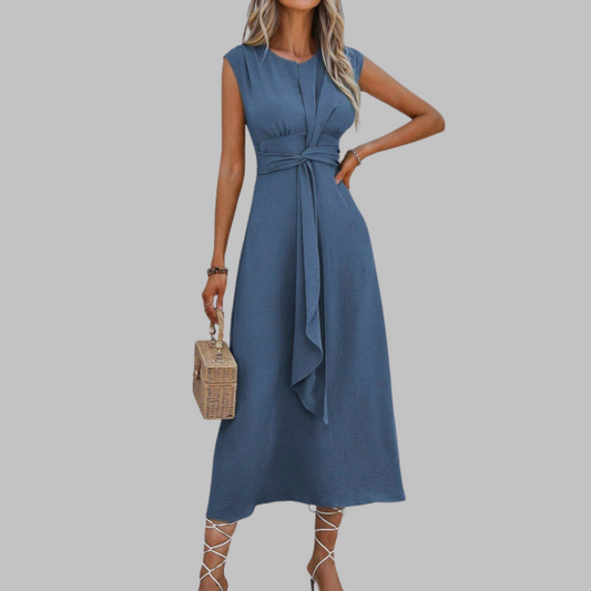 Vestido Largo Elegante Sin Mangas Cuello Redondo - Maxi Dress Chic para Mujer